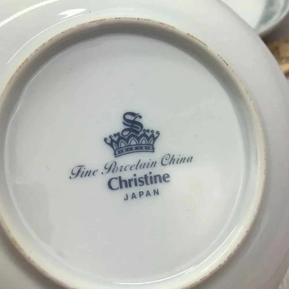 vtg Christine Blue Flowers by FINE CHINA OF JAPAN 3pc Fruit/Dessert bowl cottage